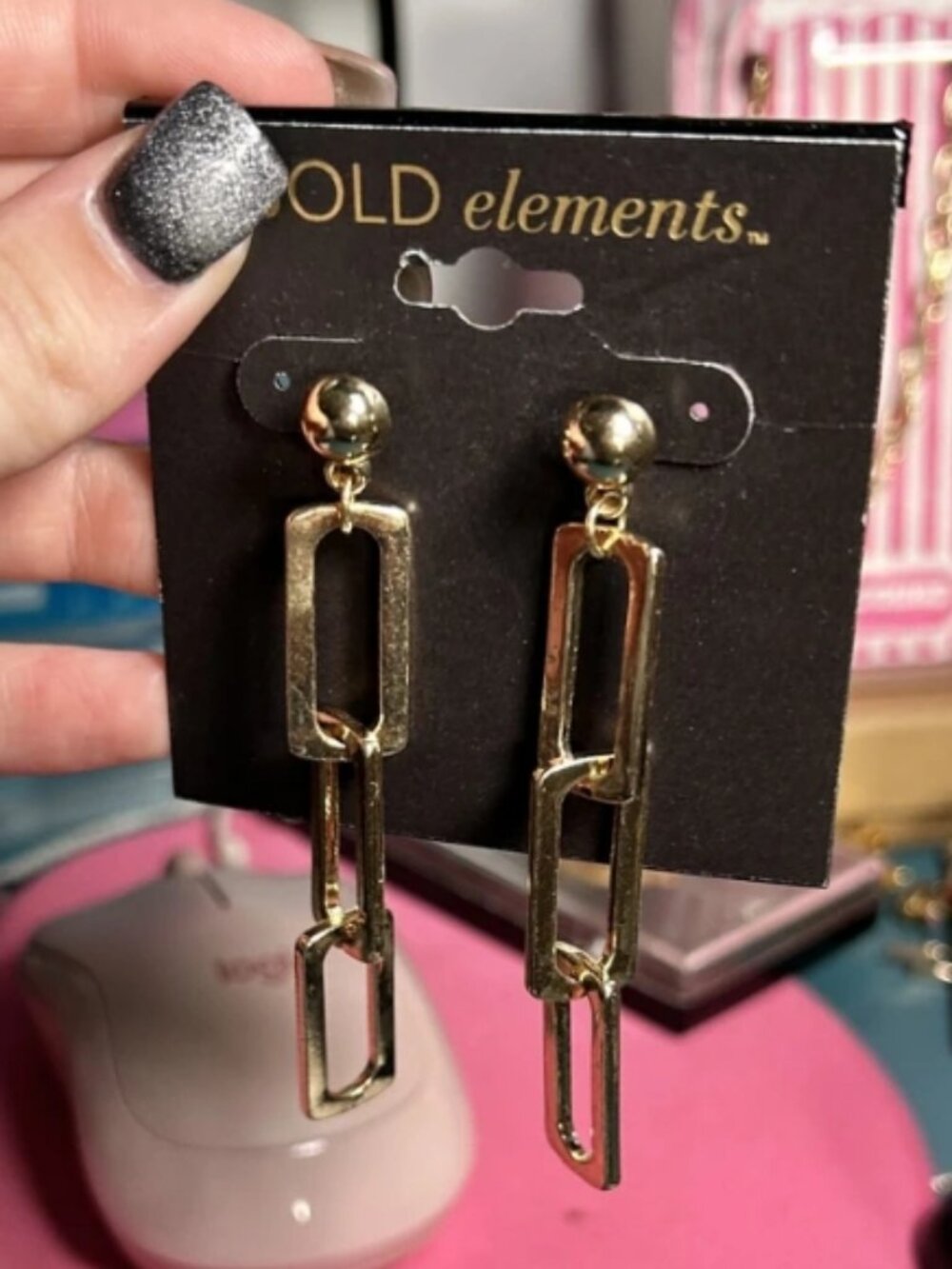 Bold Elements Gold Chunky Cable Chain Link Drop Dangle Earrings NWT